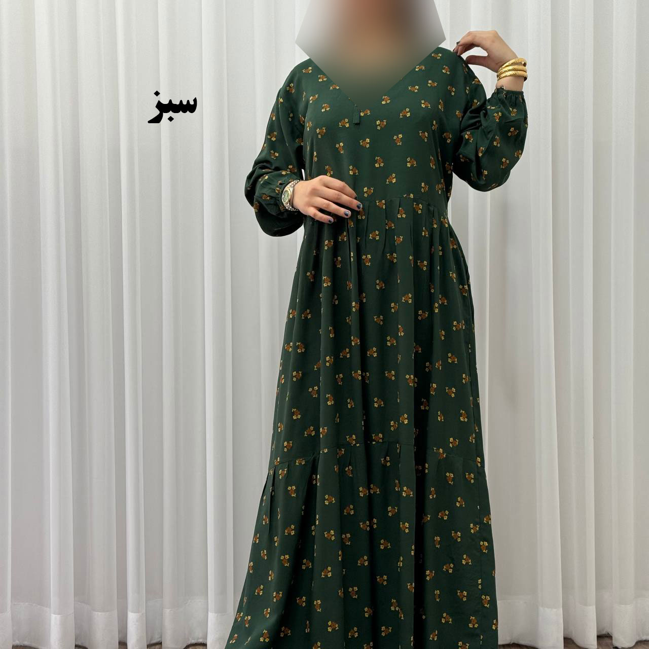 پیراهن ساحلی زنانه گلریز مدل آیدایی - سبز یشمی