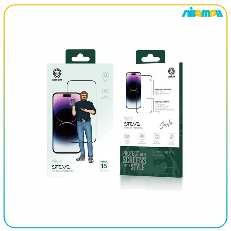 گلس گرین لاین مدل 9H Steve HD مناسب برای گوشی موبایل iPhone 15 Plus