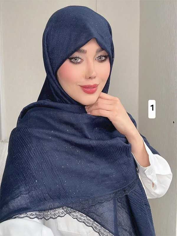 روسری نخ پلیسه مروارید دار کد ۹۰۳