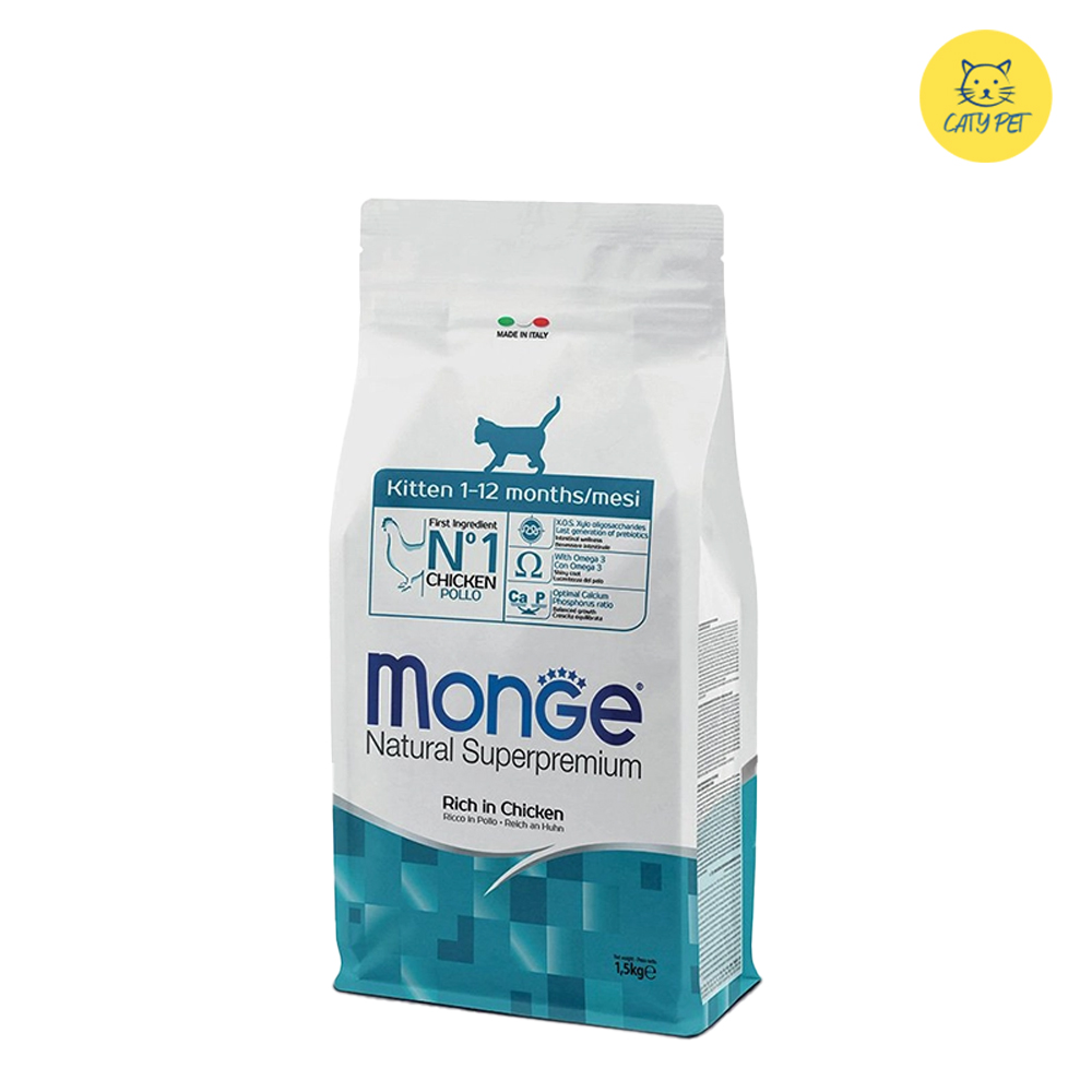 غذای خشک بچه گربه مونژه Monge Natural Superpremium Kitten Rich in Chicken وزن 1 کیلوگرم فله ای