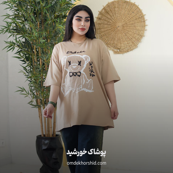 تیشرت لانگ باکسی چاپ تدی تک