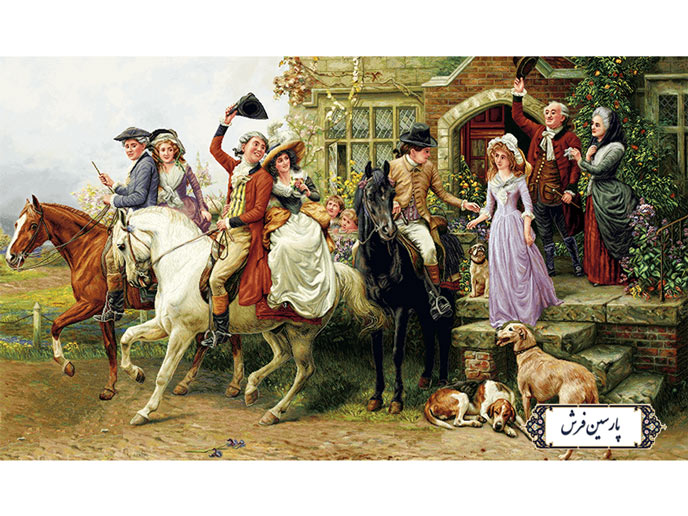 نخ و نقشه تابلو فرش طرح بدرقه عروس - کد NF2141