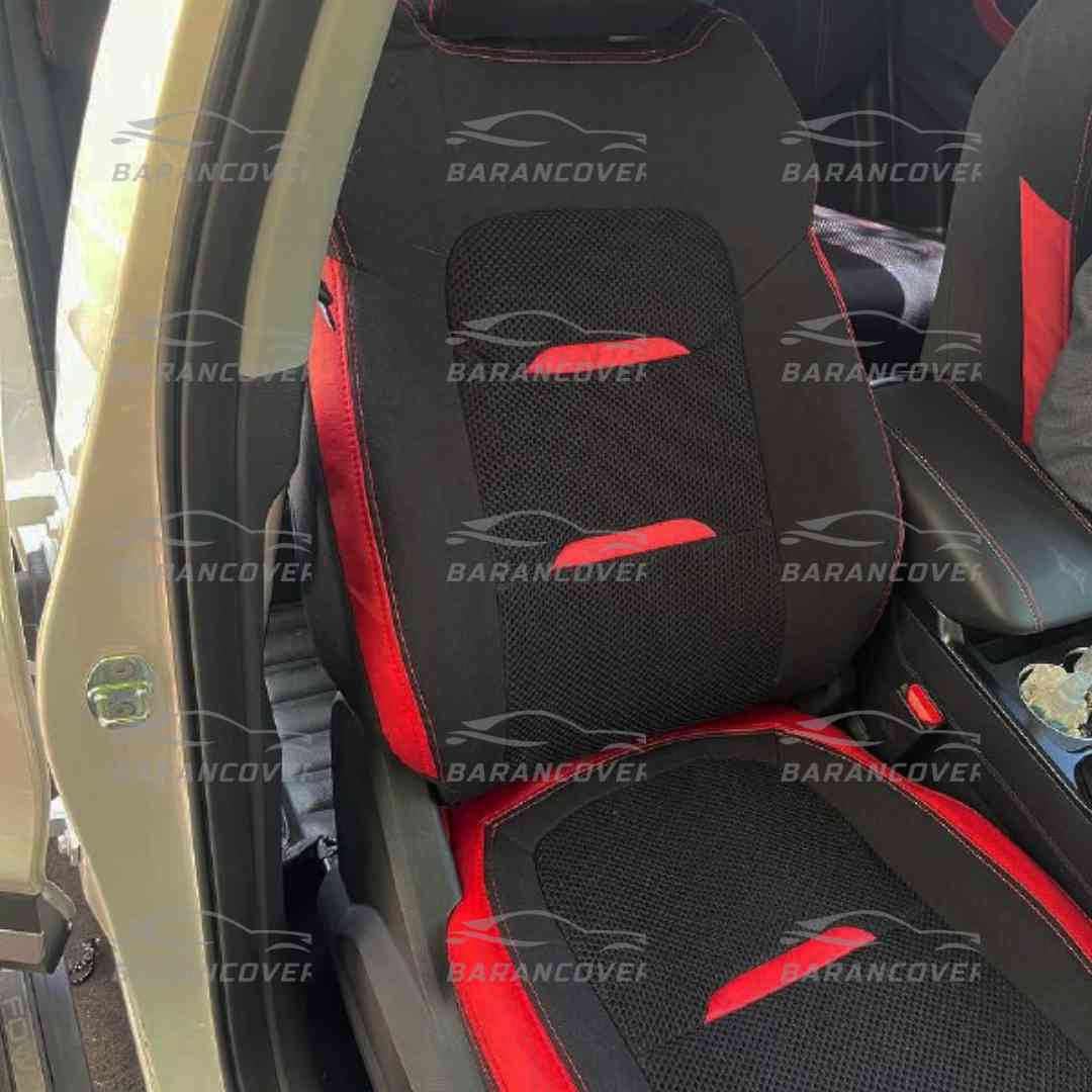روکش صندلی x55 پرو طرح فابریک پارچه رنگ مشکی نوار قرمز