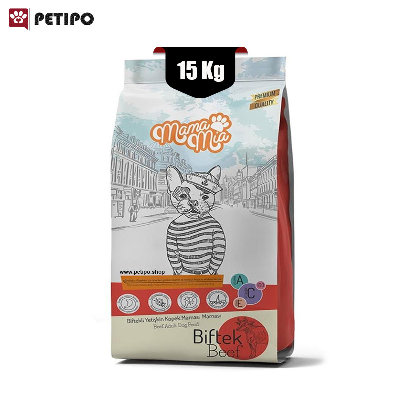 غذای خشک سگ بالغ طعم بیف مامامیا (Mamamia Adult Dog Food Beef) وزن 15 کیلوگرم