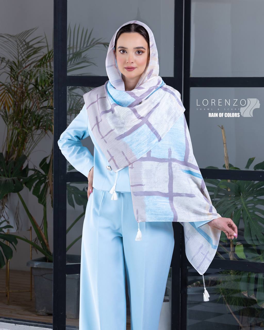 شال نخی (تِم آبی_کرم)