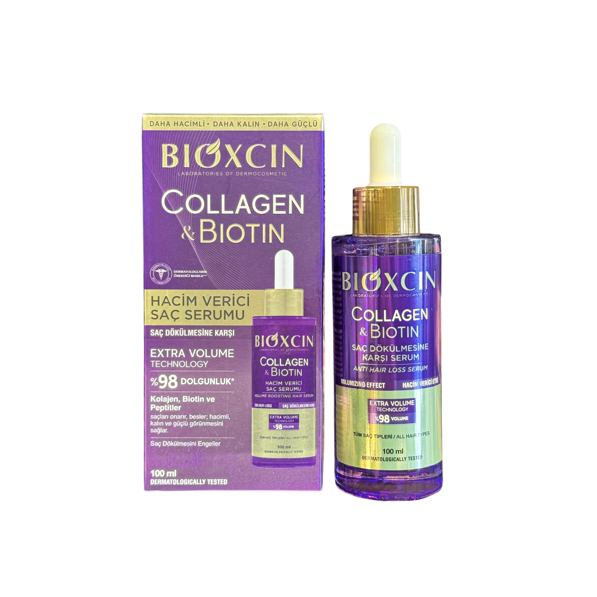 سرم مو ضدریزش و حجم دهنده بیوکسین Bioxcin حاوی کلاژن و بیوتین 100 میل
