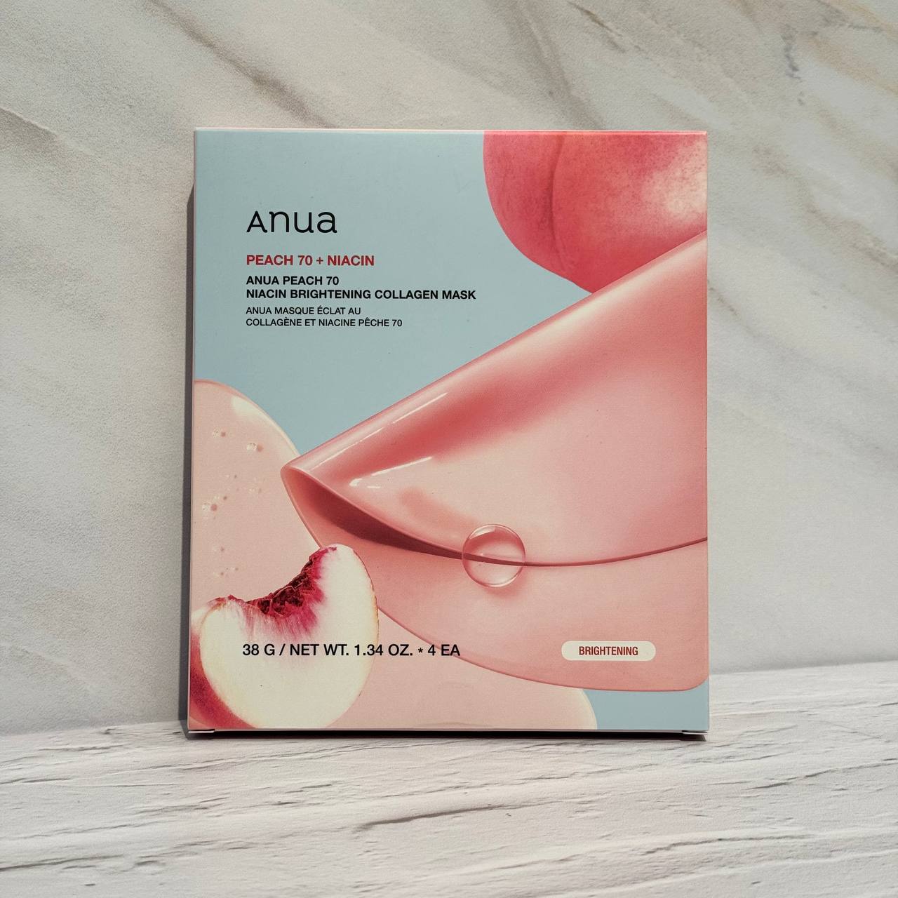 ماسک ورقه‌ای کلاژن هلو و نیاسینامید آنوا پک 4 ورقی Anua Peach 70 + Niacin Brightening Collagen Mask