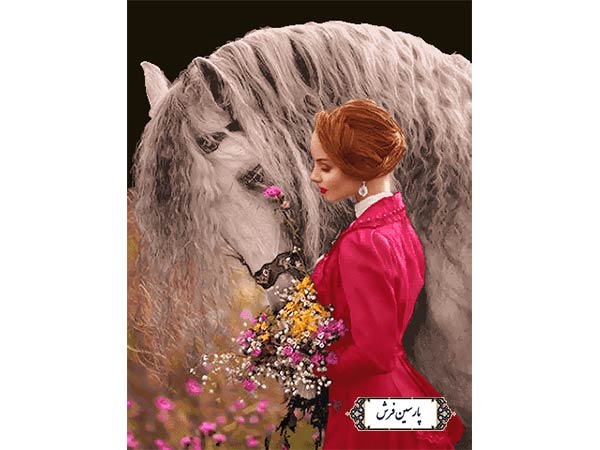 نخ و نقشه تابلو فرش دختر و اسب جدید - کد NC6424