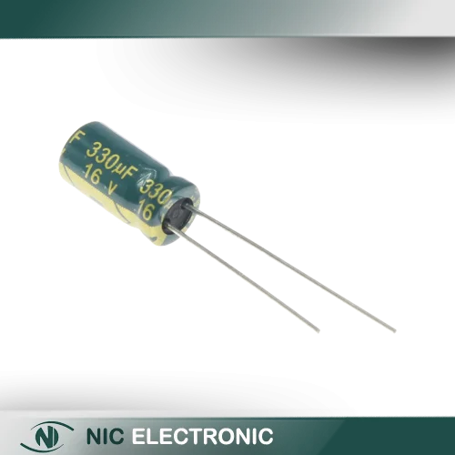 خازن الکترولیتی 330UF/16V-6.3X12-105C-GREEN