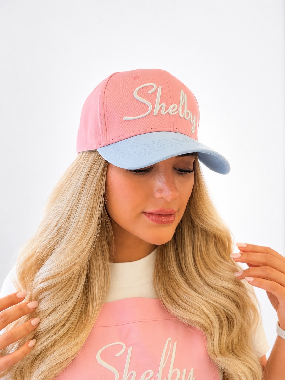 کلاه لبه دار ناخنکار شلبی Shelby- صورتی آبی