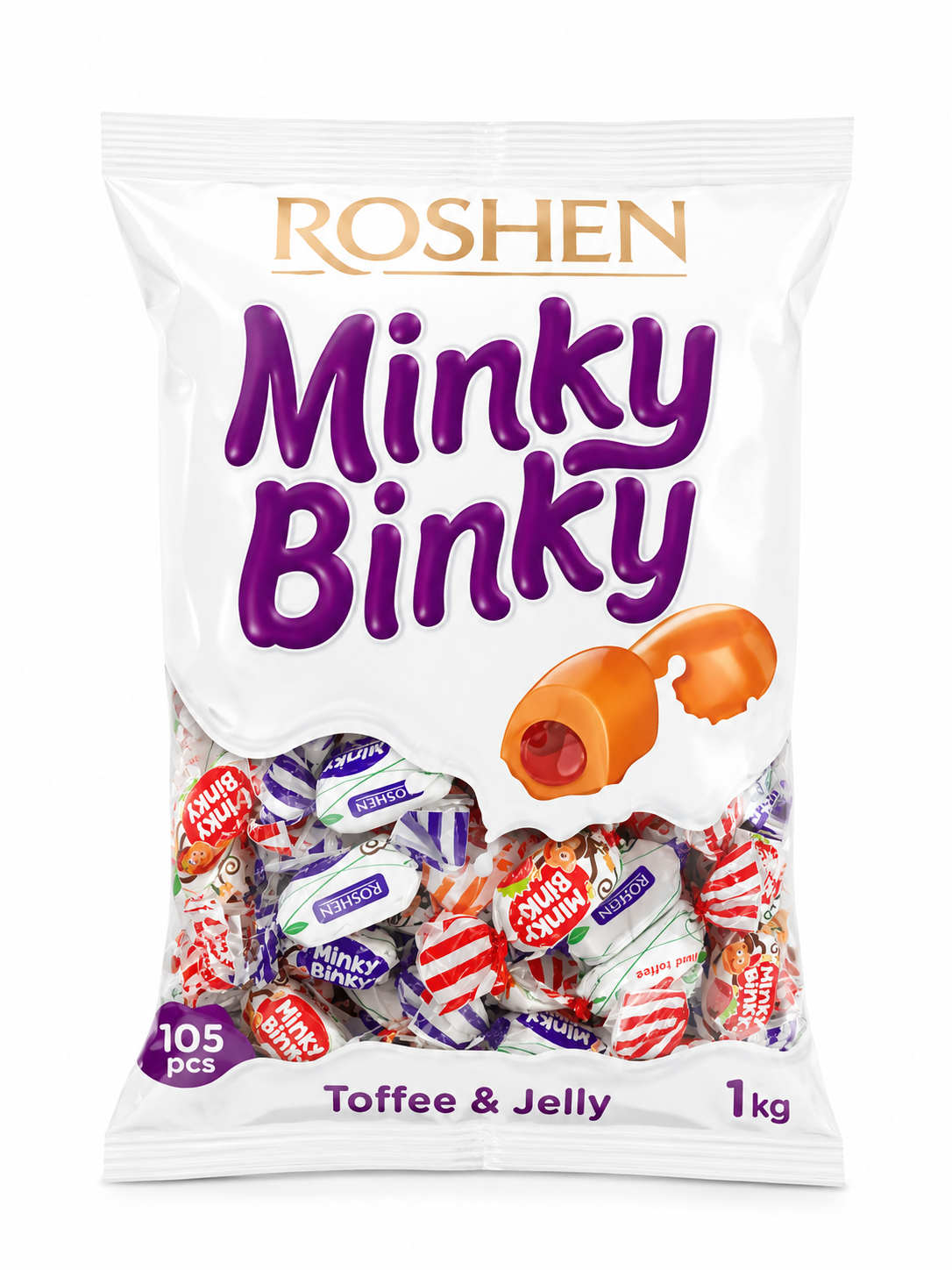 آبنبات شیری و ژله‌ای Roshen Minky Binky