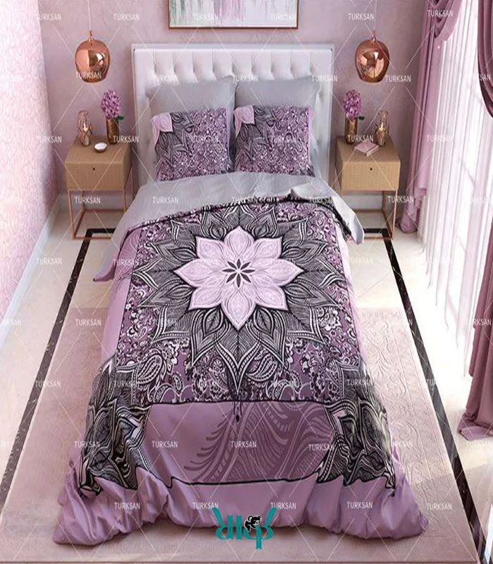 روتختی بنفش گلدار دونفره کد d172