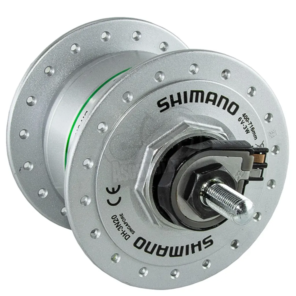 توپی دینام دوچرخه شیمانو مدل DH-3n20 400 716mm نقره ای 6 ولت 3 وات 36 سوراخ Shimano Front DH 3n20 400 716mm 6V 3W