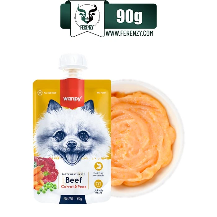 پودینگ سگ ونپی طعم گوشت گاو حاوی هویج و نخودفرنگی وزن 90 گرم Wanpy Beef & Carrot & Peas