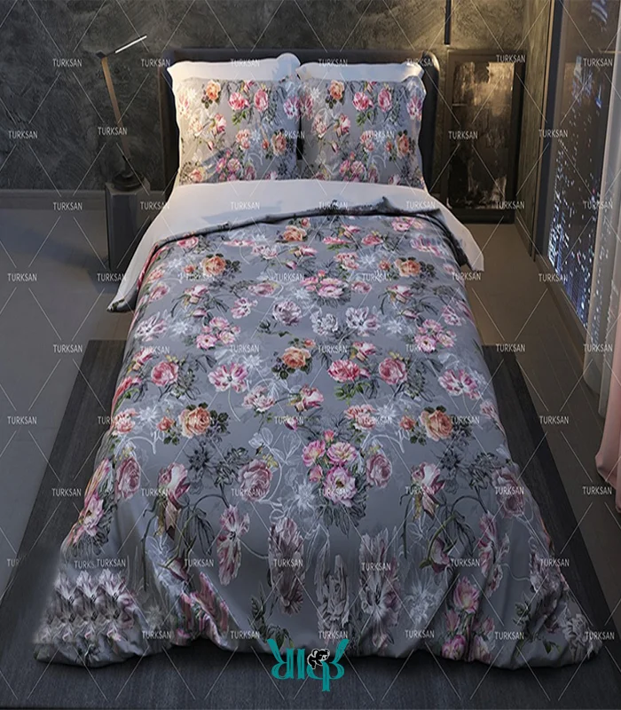 روتختی طوسی یک نفره گلدار کد d276