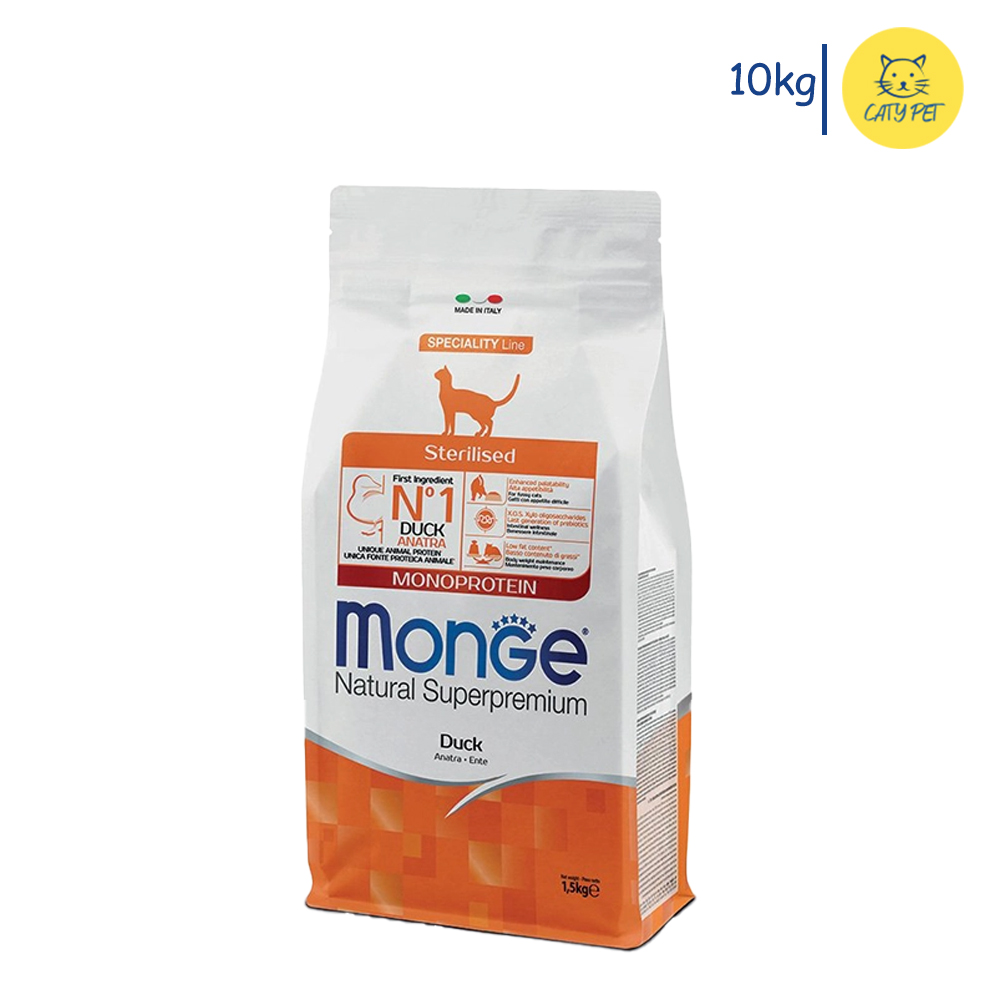 غذای خشک گربه بالغ مونژه Monge Natural Superpremium Monoprotein Sterilised طعم اردک وزن 10 کیلوگرم