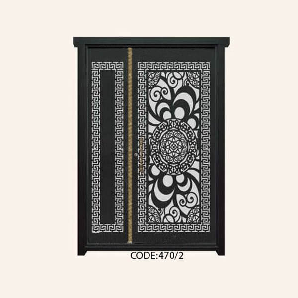 درب یک و نیم لنگه فلزی CNC طرح 470