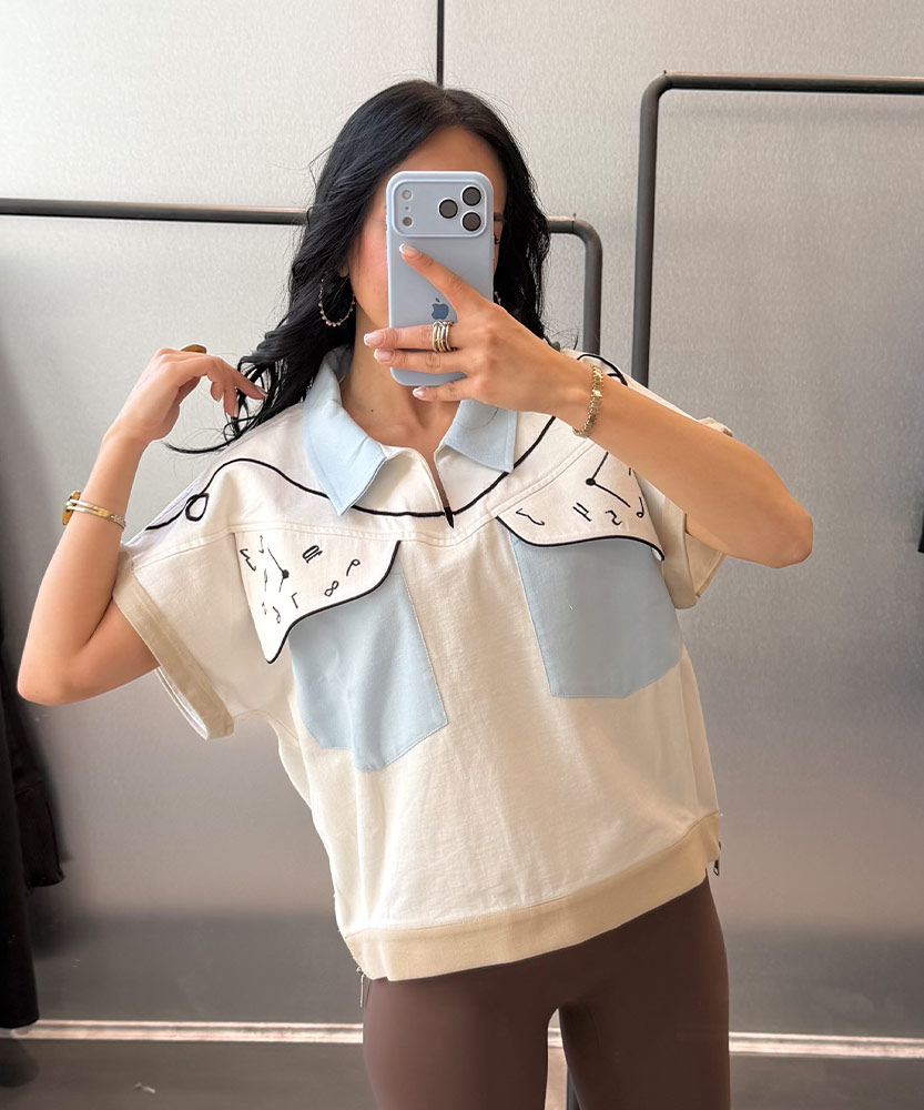شومیز سفید نسکافه ای ساعت
