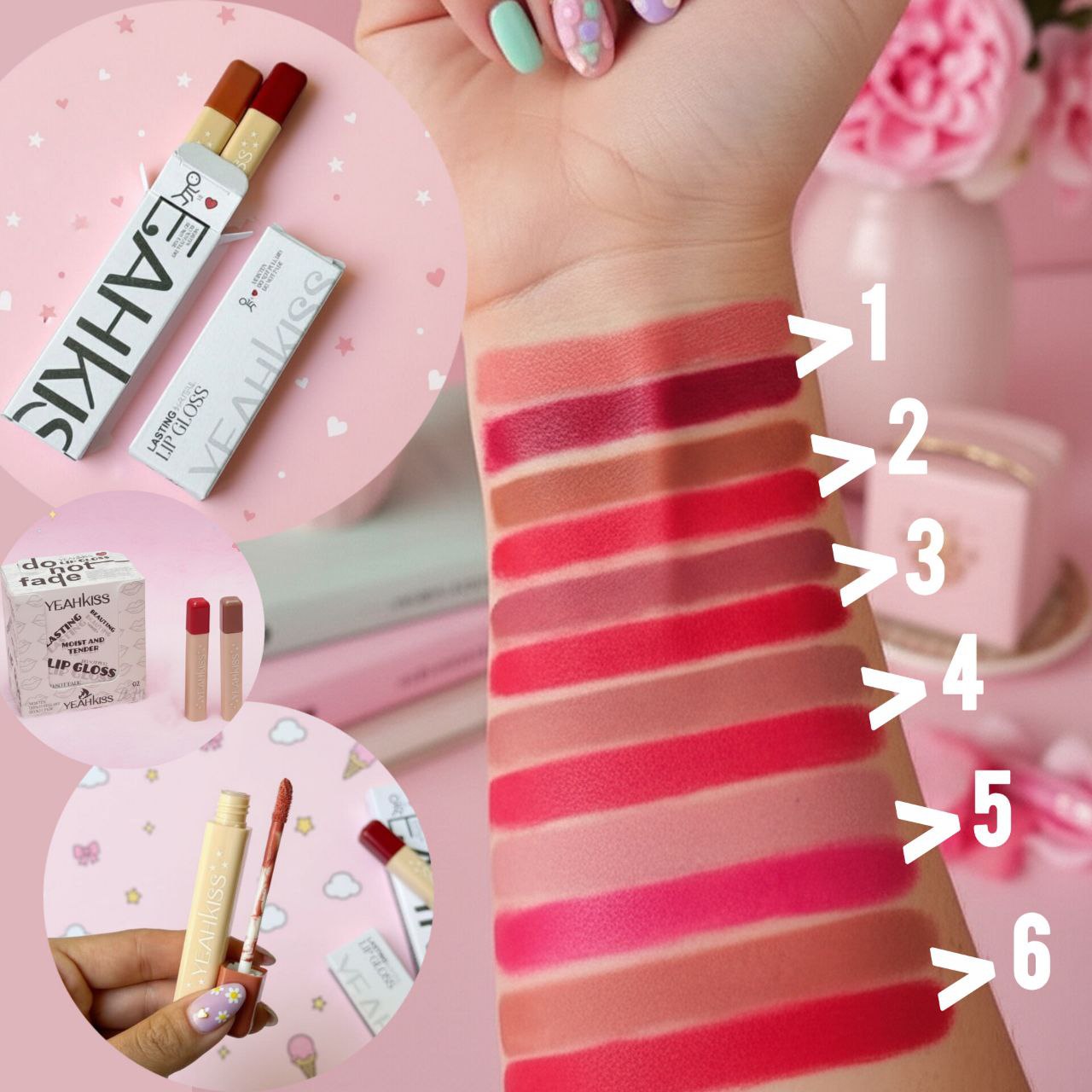 پک دوتایی رژ مایع یاهکیس طرح کبریت YEAHKISS Matchstick Duo Lip Gloss - شماره3