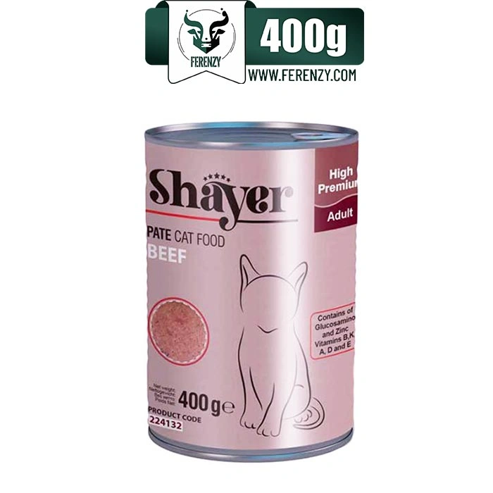 کنسرو گربه بالغ شایر طعم گوشت مدل پته وزن 400 گرم Shayer pate Cat Food