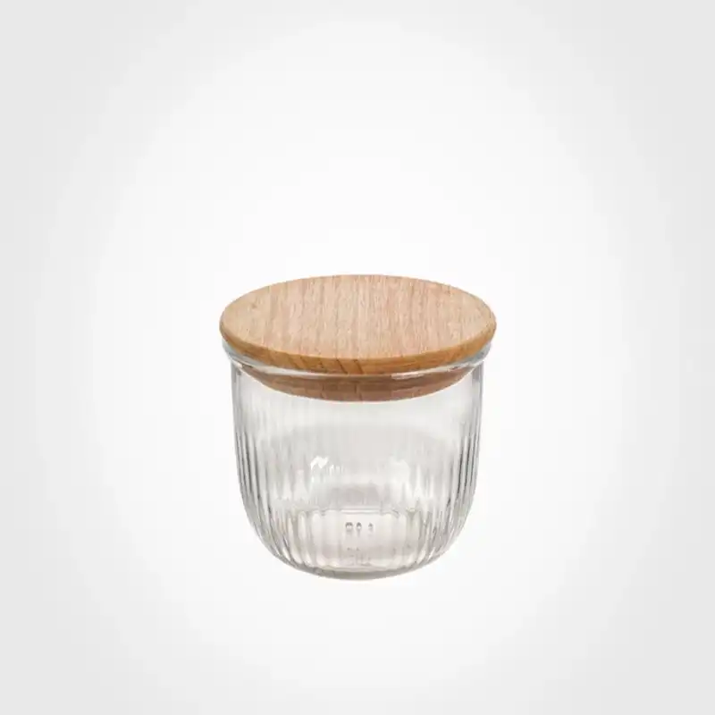 کاسه گرد شیاردار 470 میلی لیتر درب چوبی لیمون کد 217559