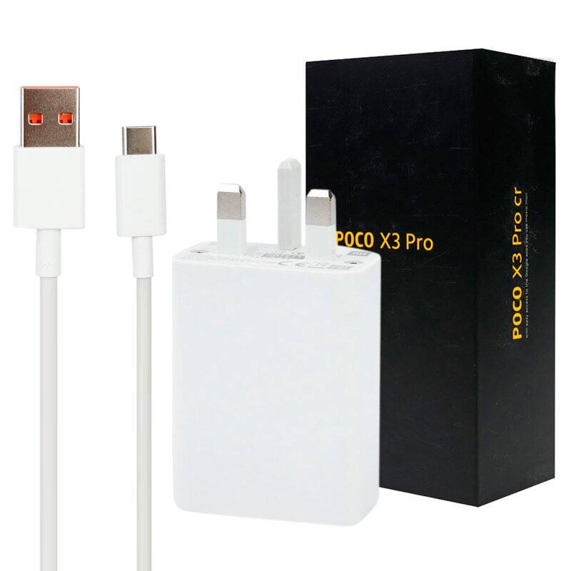 شارژر دیواری فست شارژ Xiaomi Poco X3 Pro QC3 PD 33W سرجعبه + کابل Type-C و جعبه گوشی