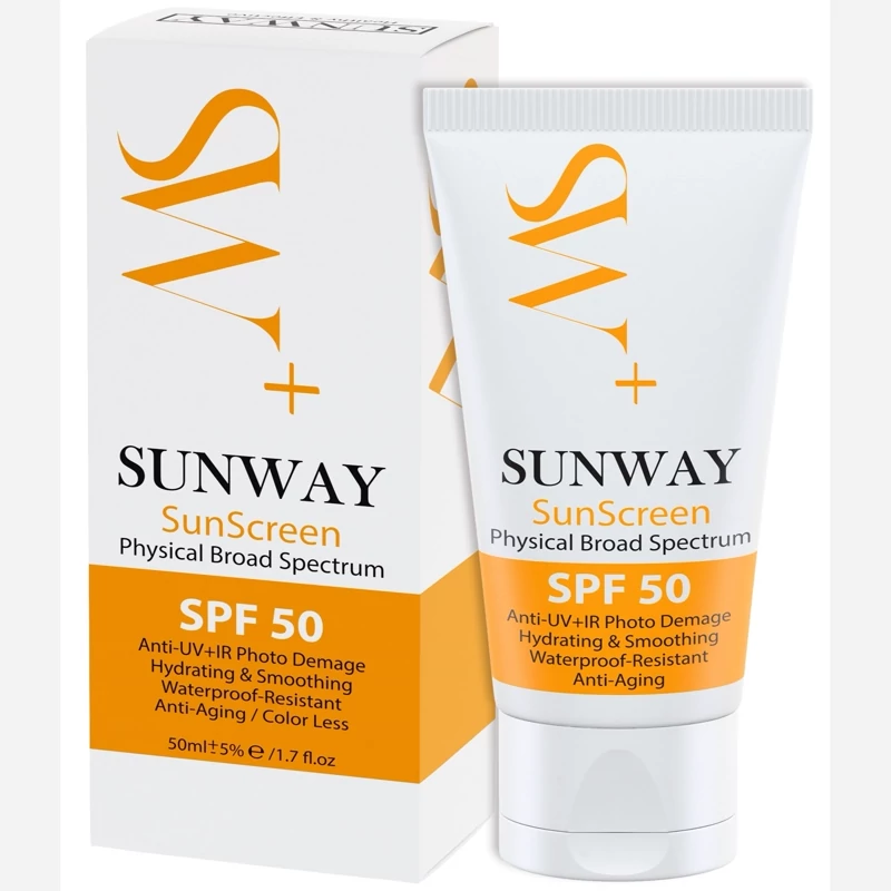 کرم ضد آفتاب سان وی SPF 50 بی رنگ و مناسب انواع پوست 50 میل