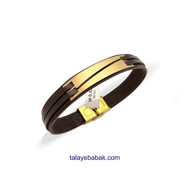 دستبند چرم و طلا DM055