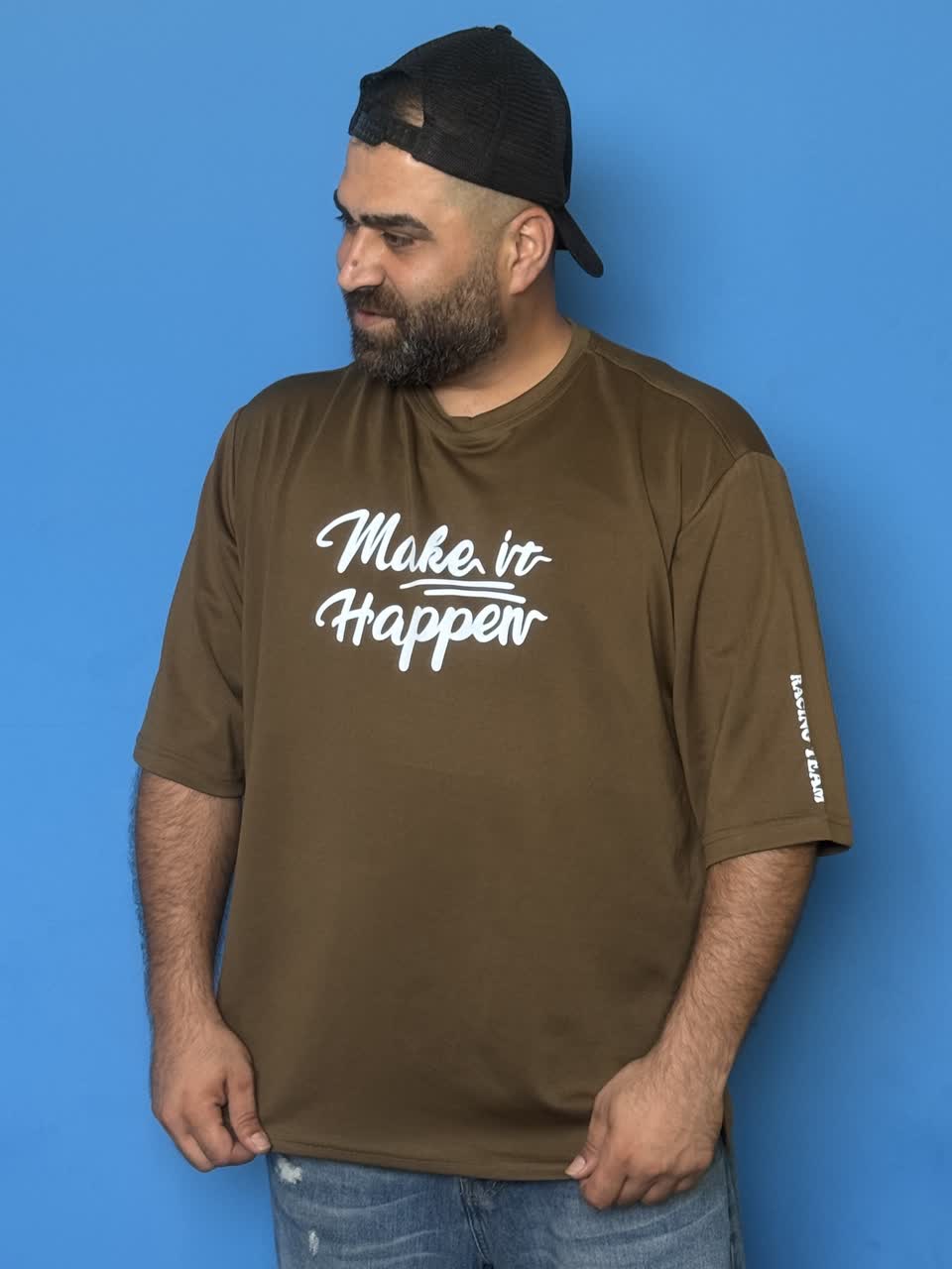 تیشرت پارچه ماکان سایز بزرگ(594) - 6XL, حنایی