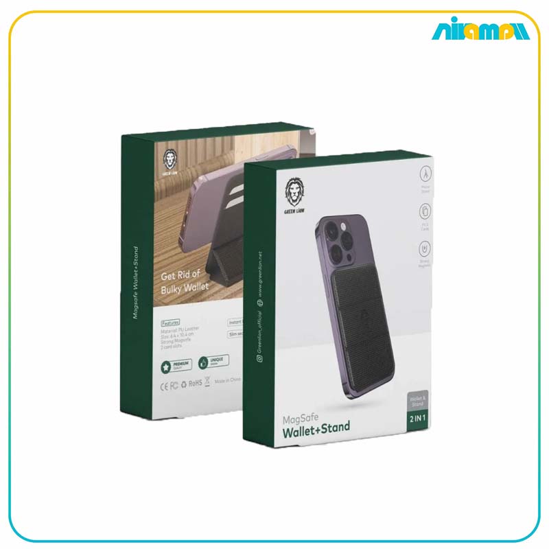 پایه و کیف کارت گرین لاین مدل Magsafe Wallet + Stand