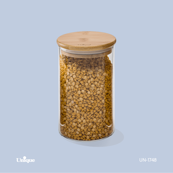 بانکه شیشه ای درب چوبی گرد 15 سانت یونیک کد UN-1748