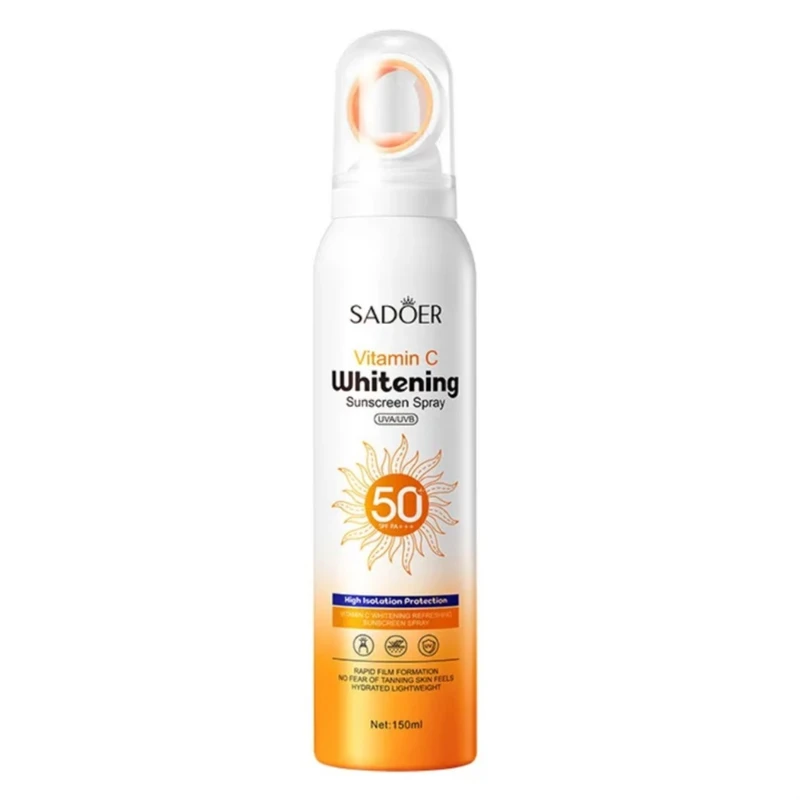 اسپری ضد آفتاب بدون رنگ سادور SPF 50 مدل ویتامین سی مناسب برای انواع پوست حجم 150میلی لیتر