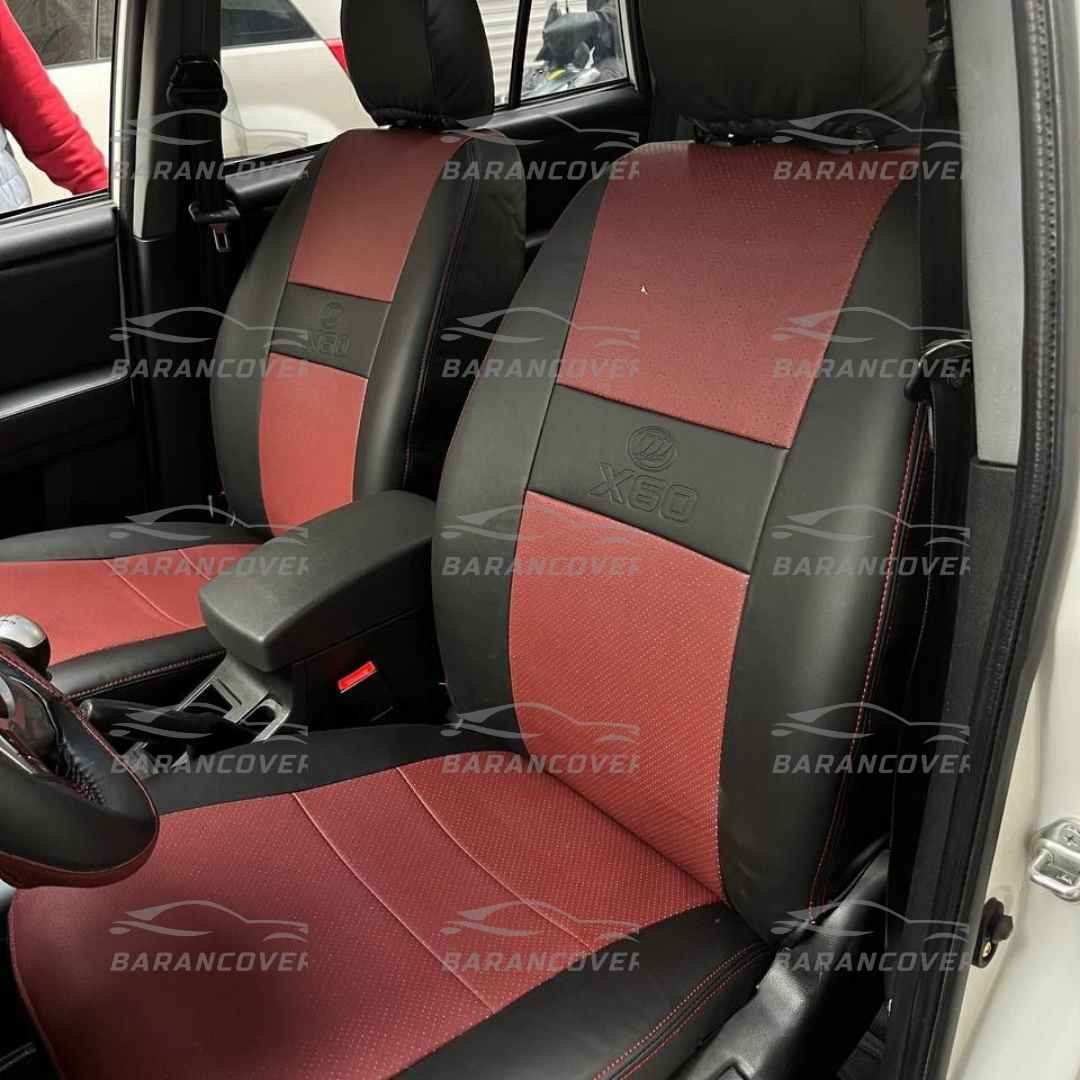 روکش صندلی لیفان x60 چرم رنگ مشکی زرشکی تیره