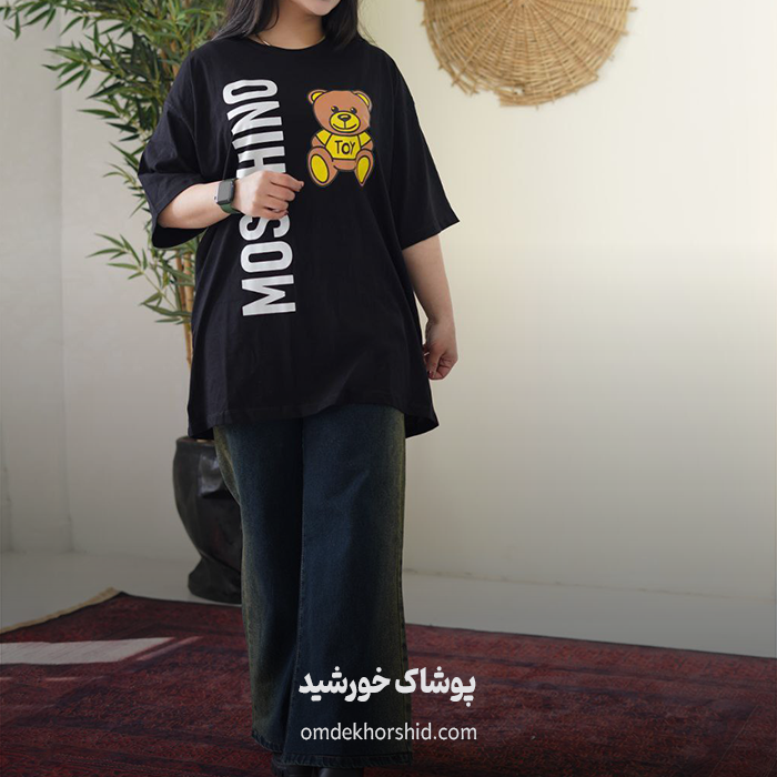 تیشرت لانگ باکسی چاپ موس چینو