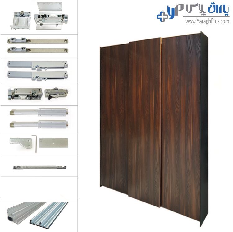 مکانیزم درب ریلی کمد تاپ لاین روکار سه درب ملونی 11014