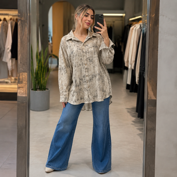 شومیز زنانه طرح ابر و باد