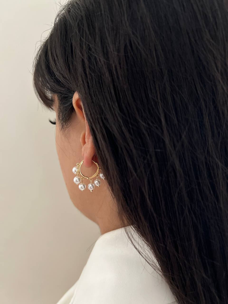 گوشواره حلقه مروارید آویز