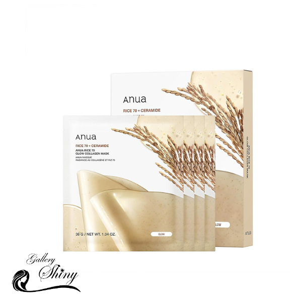 ماسک ورقه‌ای برنج و کلاژن آنوا |  ( از پک جدا شده ) Anua Rice 70% + Glow Collagen Mask