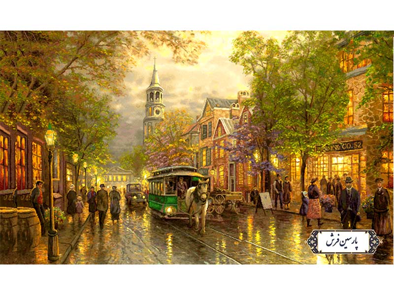 نخ و نقشه تابلو فرش منظره شهر پاریس - کد NV952