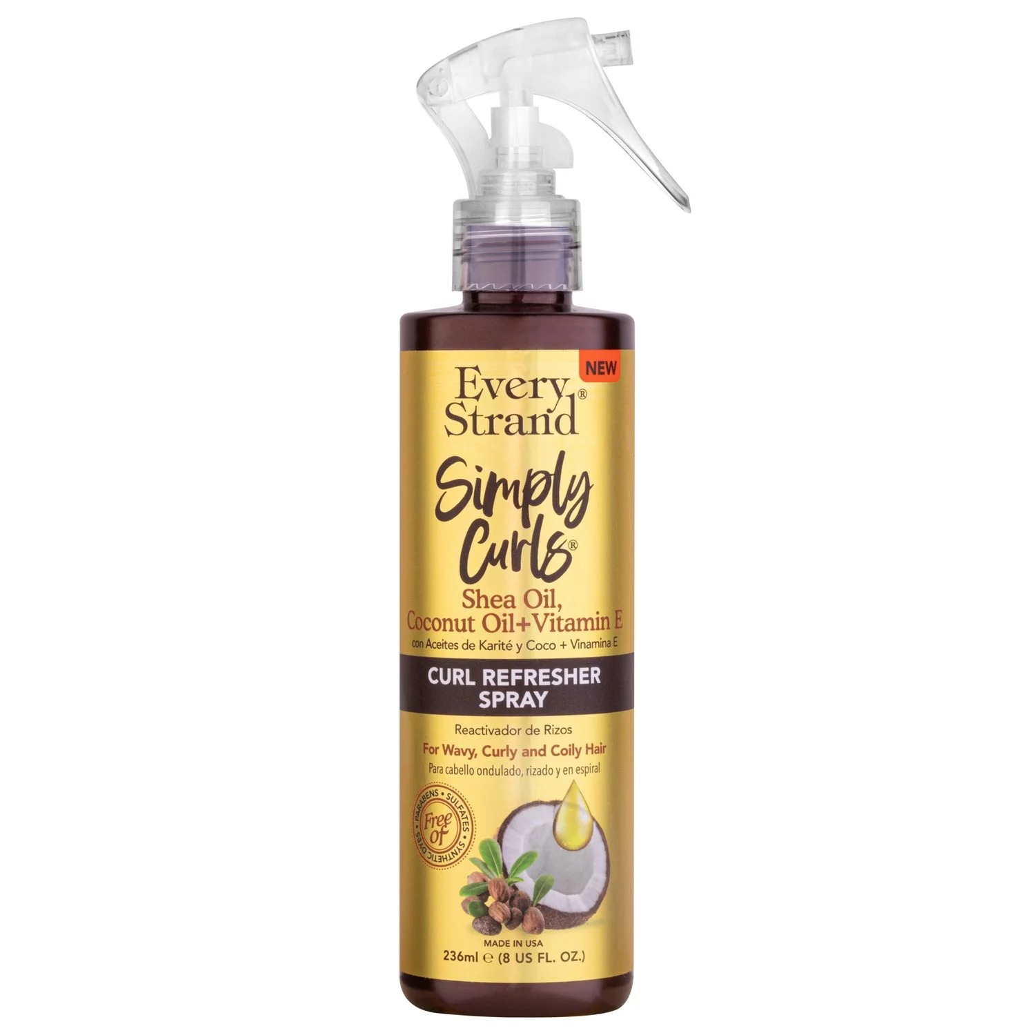 اسپری مخصوص مو های فر رفرشر اوری استرند 236 میل Every Strand Simply Curls with Shea and Coconut Oil Curl Refresher Spray