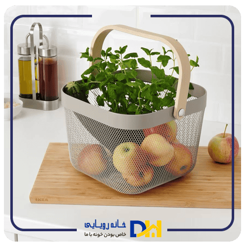 سبد فلزی دسته چوبی ایکیا RISATORP