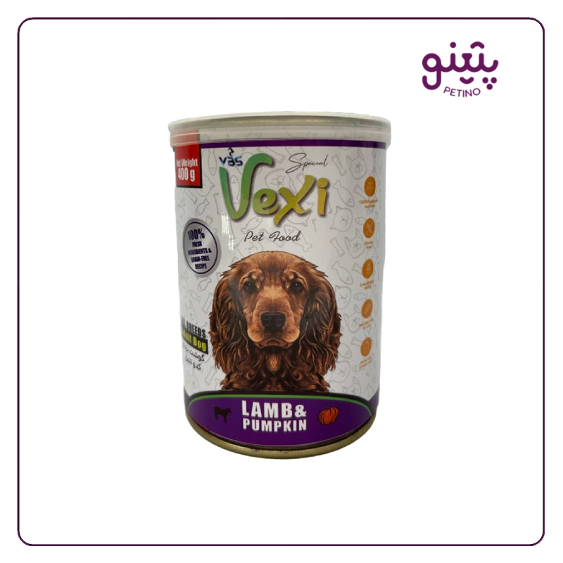 کنسرو سگ وکسی با طعم بره و کدو حلوایی 400گرمی