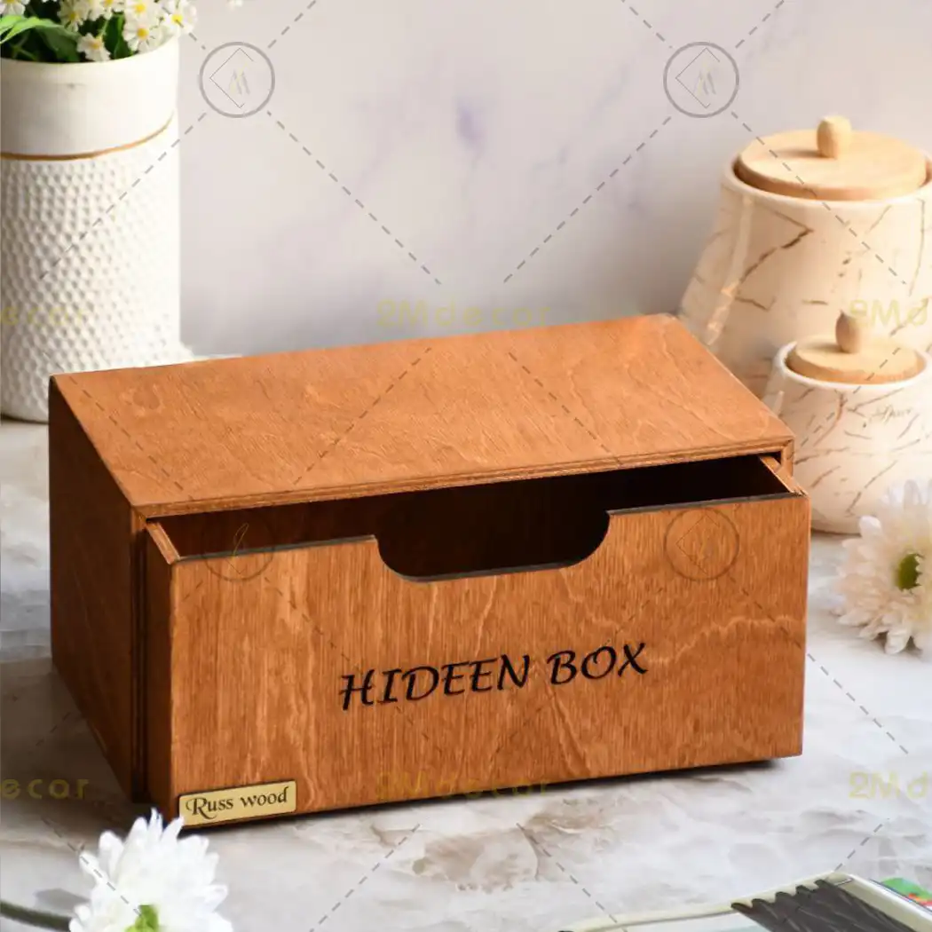 باکس مخفی چوبی (جعبه نظم‌دهنده رومیزی مدل HIDEEN BOX)