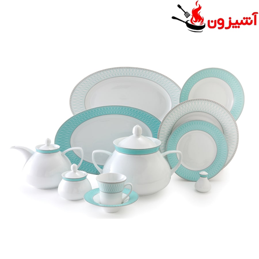 سرویس 108 پارچه 12 نفره طرح ژانتی فیروزه ای