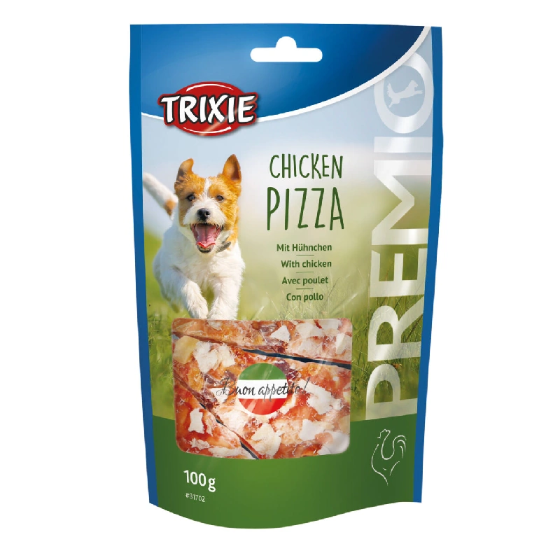 تشویقی سگ تریکسی مدل طعم مرغ و پیتزا Trixie premio pizza with Chicken  وزن 100 گرم