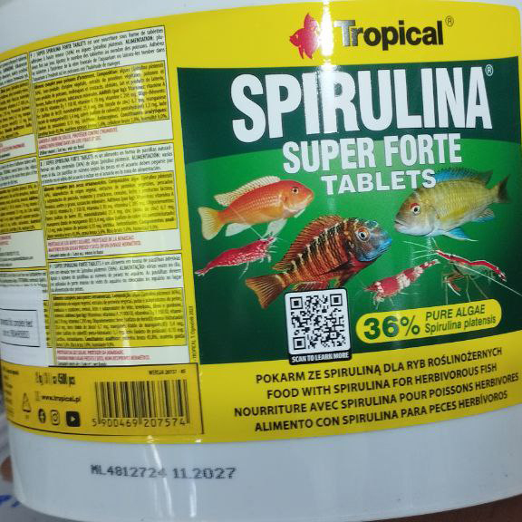 غذای قرصی اسپیرولینا سوپر فورت تروپیکال Tropical Spirulina Super Forte Tablets (قرص 10 عدد)