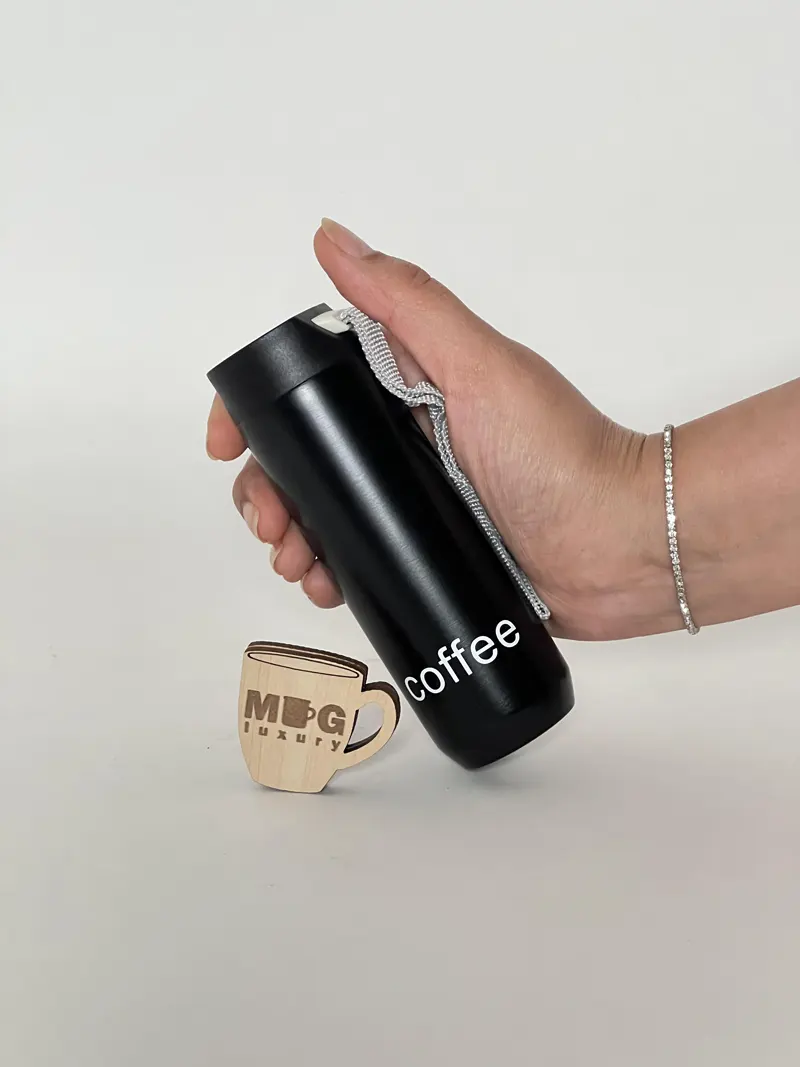 مینی تراول ماگ قلمی COFFEE بند پارچه ای 100 میل - مشکی