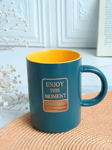 ماگ سرامیکی داخل رنگی با شعار enjoy this moment