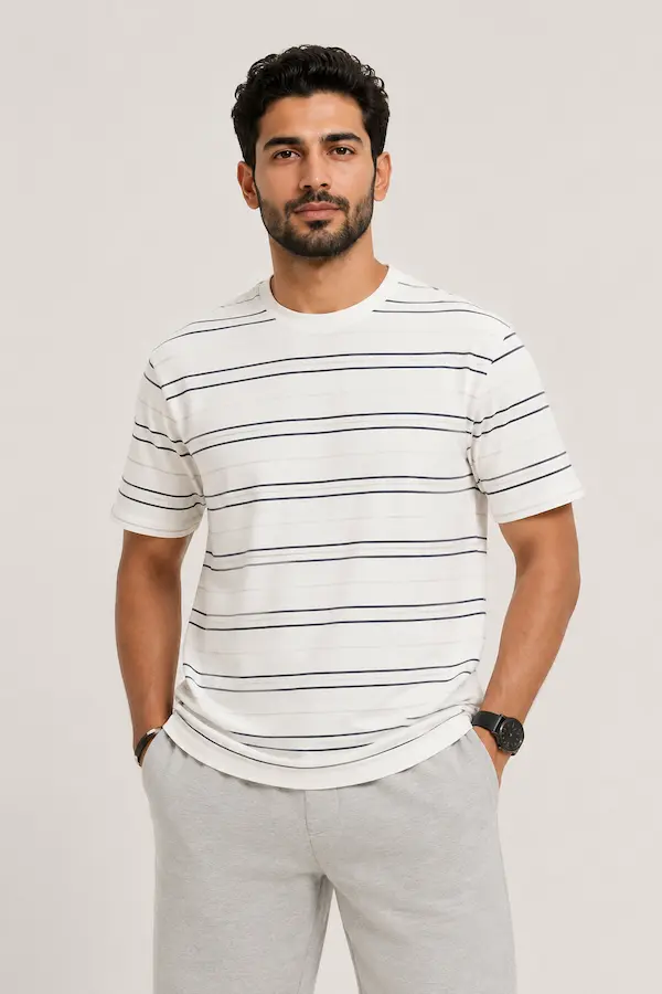 تیشرت مردانه بیسیک نخی Pull & Bear