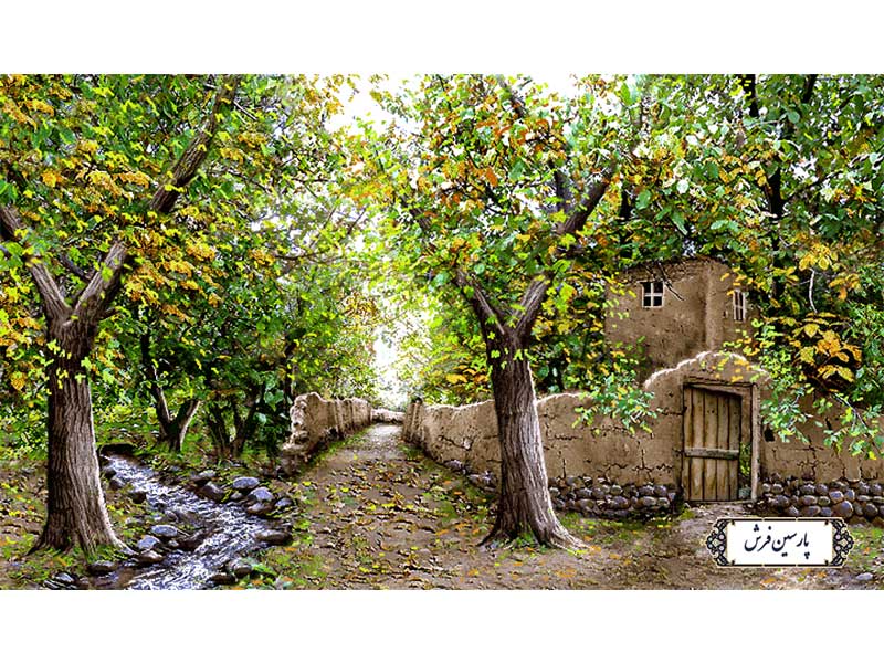 نخ و نقشه تابلو فرش کوچه باغ رویایی - کد NV881